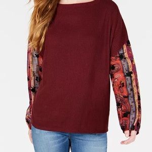 ⚡️Buckle | Gypsies & Moondust | Waffle-knit Sheer-sleeve Top